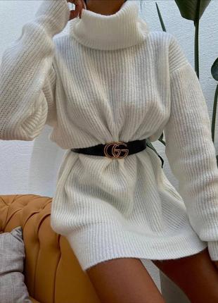Теплый объемный свитер акриловый с горлом удлиненный свободного прямого кроя теплый модный6 фото