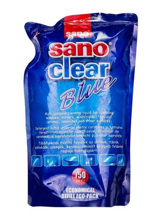 Средство для мытья стекол sano clear blue 750 мл (запасной блок) (7290012117275)