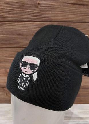 Шапка женская однотонная набор мужская шапка на мальчика комплект, шапка лопата стиля karl карл лагерфельд