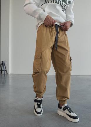 Молодежные мужские джоггеры коричневые / повседневные брюки мужские на каждый день1 фото