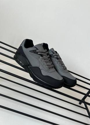 Классические мужские кроссовки серо-черные3 фото
