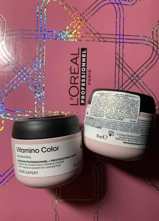 Маска для захисту кольору фарбованого волосся l ́oreal professionnel vitamino color resveratrol mask1 фото