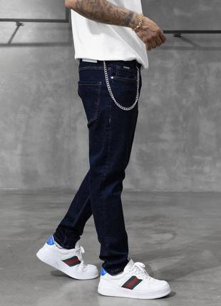 Мужские джинсы мом темно синие / качественные мужские джинсы для повседневной носки2 фото