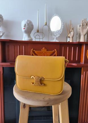 Сумка селин celine triomphe shoulder bag yellow