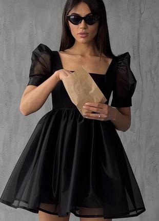 Шикарное черное платье мини