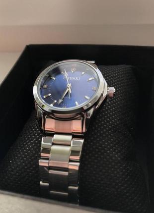 Кварцовий годинник часы chenxi з синім циферблатом2 фото