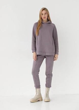Спортивний костюм v.velika на флісі з подовженим худі  мокко (xs-s) 101/22