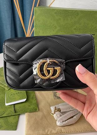 Сумка гуччи gucci mormont gg black mini