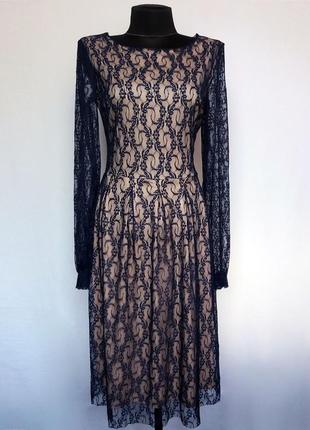Стильное платье, темно синий гипюр. новое, р-ры 42-501 фото