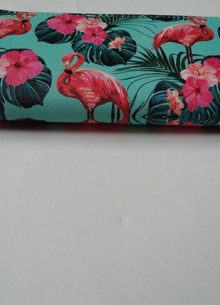 Новый бомбезный большой длинный кошелек с розовым фламинго, бумажник на молнии6 фото