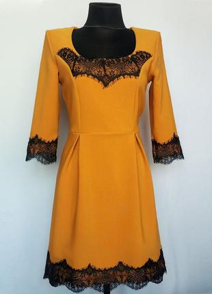 Стильне гірчичне сукню, мереживна обробка. туреччина. нове, р-ри 44-481 фото
