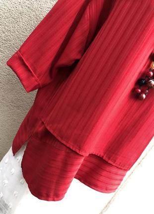Красная блуза,кофточка,рубаха ассиметричная,вискоза,большой размер2 фото