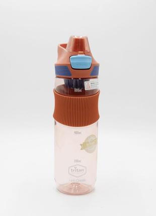 Пляшка для води 650мл із антибактеріального пластику синя/помаранчева, зручна пляшка для напоїв2 фото