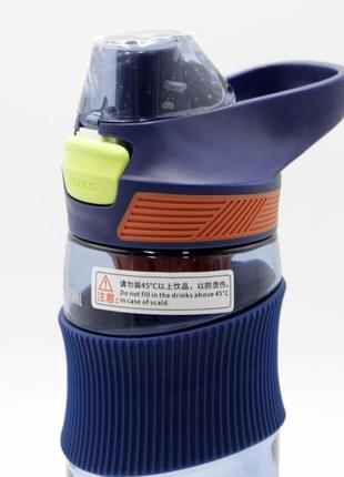 Пляшка для води 650мл із антибактеріального пластику синя/помаранчева, зручна пляшка для напоїв8 фото