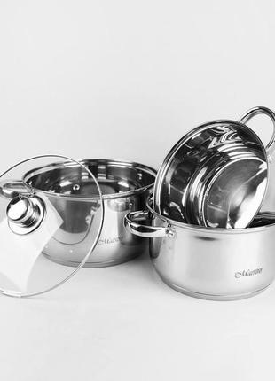 Набор кастрюль из нержавеющей стали 6 предметов maestro mr-2020-6xl набор кухонной посуды с толстым дном2 фото