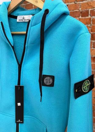 Кофта женская зимняя stone island теплая на флисе бирюзовая | зиппер утепленный стон айленд2 фото