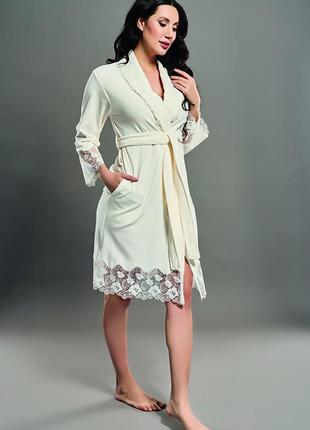 Nusa халат жіночий з мереживом m,2xl2 фото