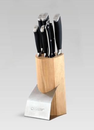 Набір кухонних ножів із підставкою 7 предметів maestro mr-1421 набір ножів із неіржавкої сталі