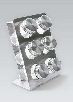 Набор банок для специй на подставке 6 шт maestro mr-1726 набор для специй 6 ёмкостей для кухни1 фото