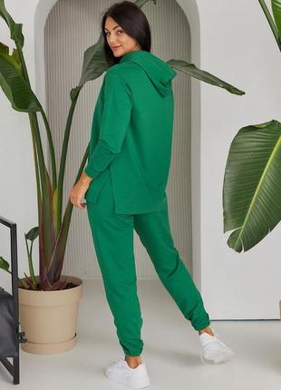 Демисезонный батальный женский спортивный костюм без утеплителя на осень зеленый 50, 523 фото