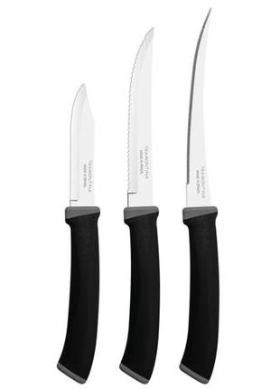 Наборы ножей tramontina felice black н-р ножей 3пр (стейк, томат, овощ) (23499/077) tzp124