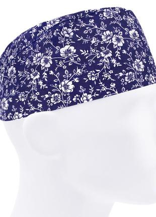 Медицинская шапочка шапка мужская тканевая хлопковая многоразовая принт цветочки