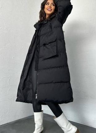 Женский длиный пуховик куртка зимняя8 фото
