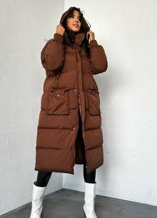 Женский длиный пуховик куртка зимняя4 фото