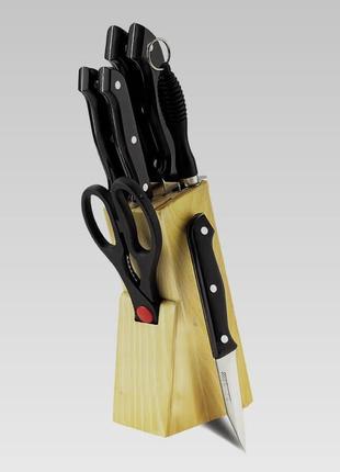 Набір кухонних ножів із підставкою 8 предметів maestro mr-1402 набір ножів із неіржавкої сталі