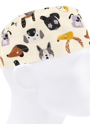 Медицинская шапочка шапка мужская тканевая хлопковая многоразовая принт собачки