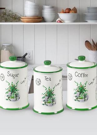 Набір банок для сипких продуктів чай, кава, цукор 3 шт. maestro mr-20065-03cs набір керамічних банок для дому2 фото