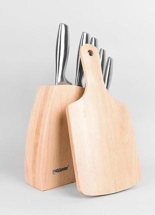 Набір кухонних ножів із підставкою 7 предметів maestro mr-1411 набір ножів із неіржавкої сталі