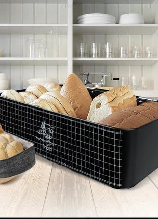 Хлібниця металева з кришкою 42×24,8×16,5 см maestro mr-1774 хлібниця з відкидною кришкою на стіл2 фото