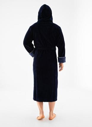 Nusa халат чоловічий із капюшоном темно-синій m4 фото