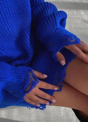 Женский свитер-туника синий2 фото