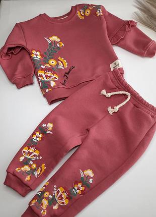 Теплий костюм на флісі для дівчинки osso kids