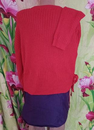 2 в 1 свитер/светер+рубашка/рубаха платье/рубашка стильно  вязаний+хлопок7 фото