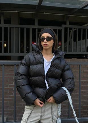 Куртка пуховик зима дута без капюшону чорна