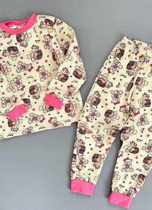 Теплая пижама с начесом, утепленная детская пижама на байке, байковая пижамка из минни маус3 фото