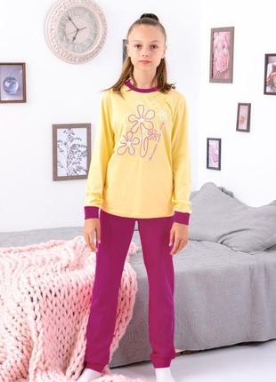 Легка піжама бавовняна підліткова, костюм для сну та дому для дівчаток підлітків з манжетами3 фото