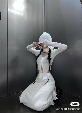 Трендовий кардиган кофта в‘язана із капюшоном y2k вамп oversize