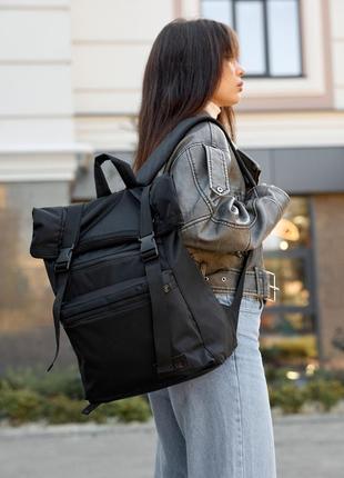 Жіночий рюкзак ролл sambag rolltop zard чорний оксфорд4 фото