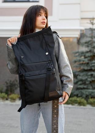 Жіночий рюкзак ролл sambag rolltop zard чорний оксфорд7 фото