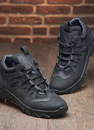 Тактичні зимові кросівки чорні із натуральної шкіри та кордури, військове взуття 37-46, тактические зимние кроссовки8 фото