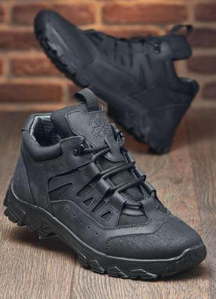 Тактичні зимові кросівки чорні із натуральної шкіри та кордури, військове взуття 37-46, тактические зимние кроссовки4 фото