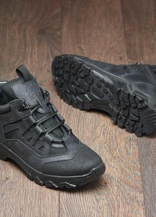 Тактичні зимові кросівки чорні із натуральної шкіри та кордури, військове взуття 37-46, тактические зимние кроссовки7 фото