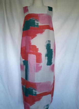 Женский натуральный льняной сарафан, летнее длинное платье,  100% лен ньюанс1 фото