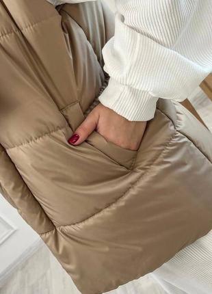 Женская жилетка теплая мокко2 фото