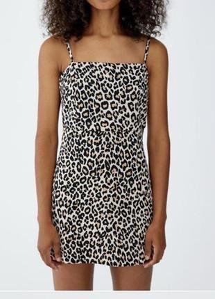 Леопардова міні сукня на брітелях pull&bear