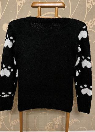 Очень красивый и стильный брендовый вязаный свитер с котом 22.2 фото